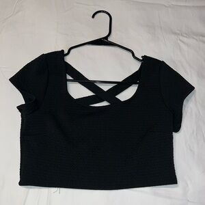 Black Cross Back Crop Top